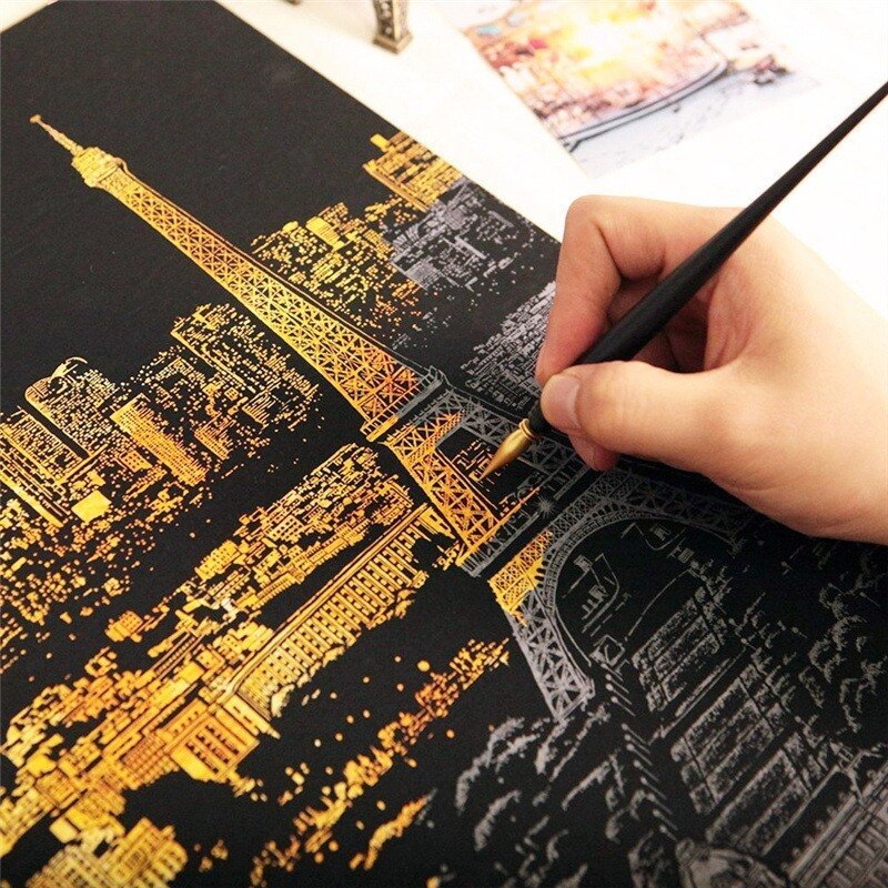 Scratch Painting – Weltstadt Nacht-Szenerie