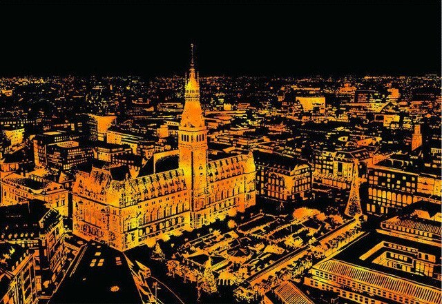 Scratch Painting – Weltstadt Nacht-Szenerie