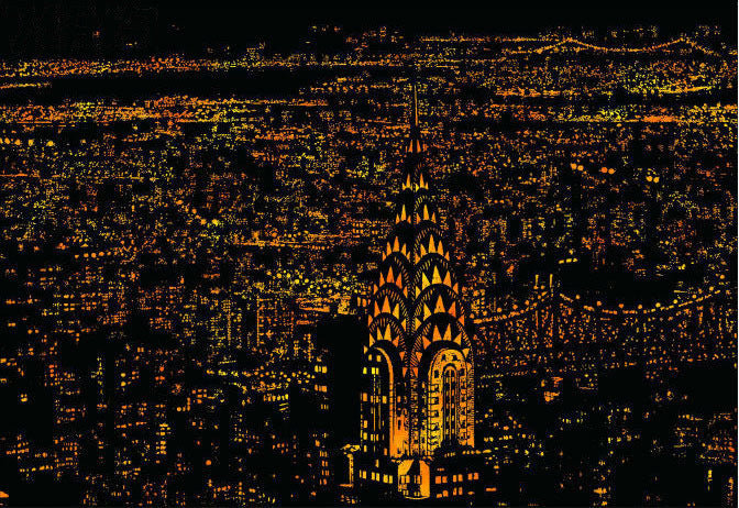 Scratch Painting – Weltstadt Nacht-Szenerie