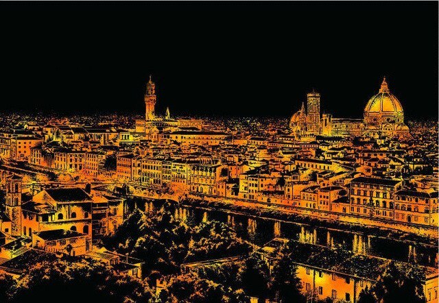 Scratch Painting – Weltstadt Nacht-Szenerie