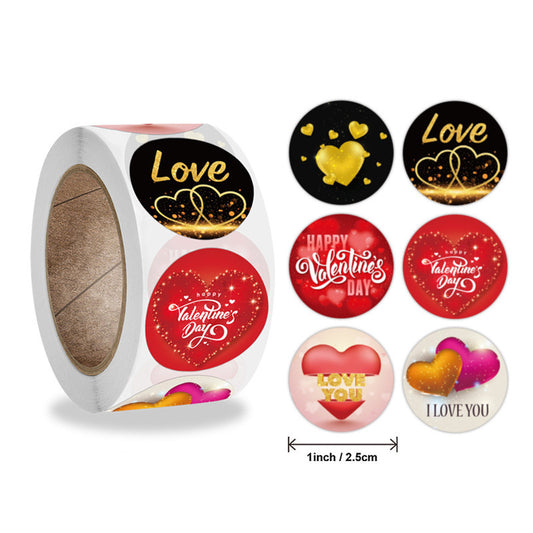 Runde Valentinstags-Sticker – Liebevolles Design für Geschenke & Dekoration
