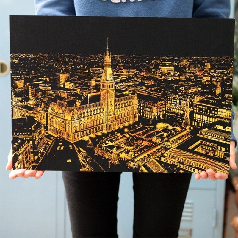 Scratch Painting – Weltstadt Nacht-Szenerie