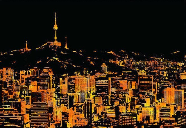 Scratch Painting – Weltstadt Nacht-Szenerie